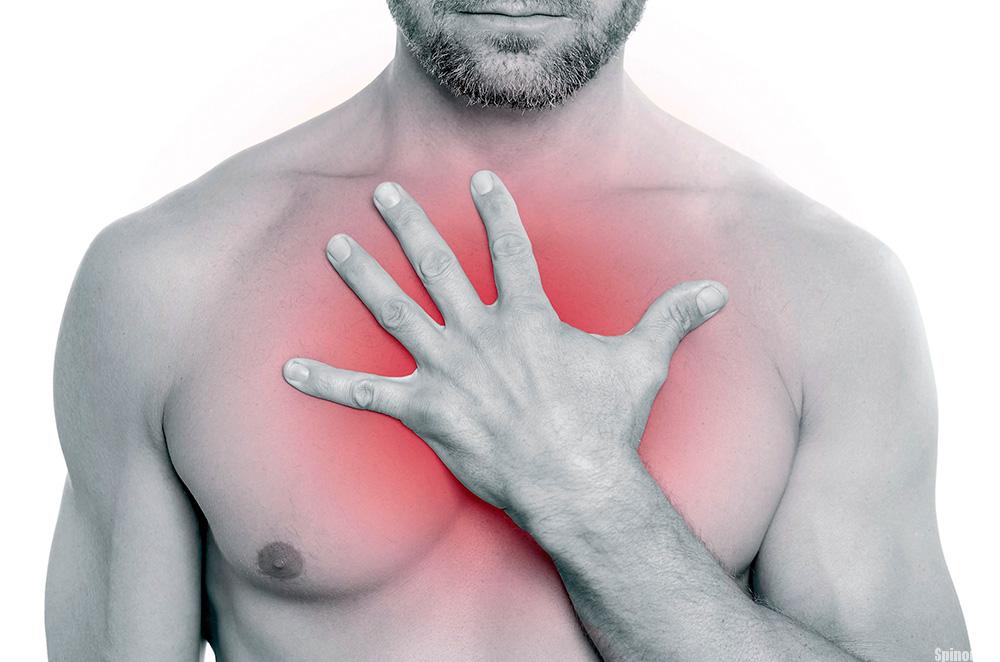 5 причин боли в груди при остеохондрозе, может ли туда отдавать? Какой характер боли?